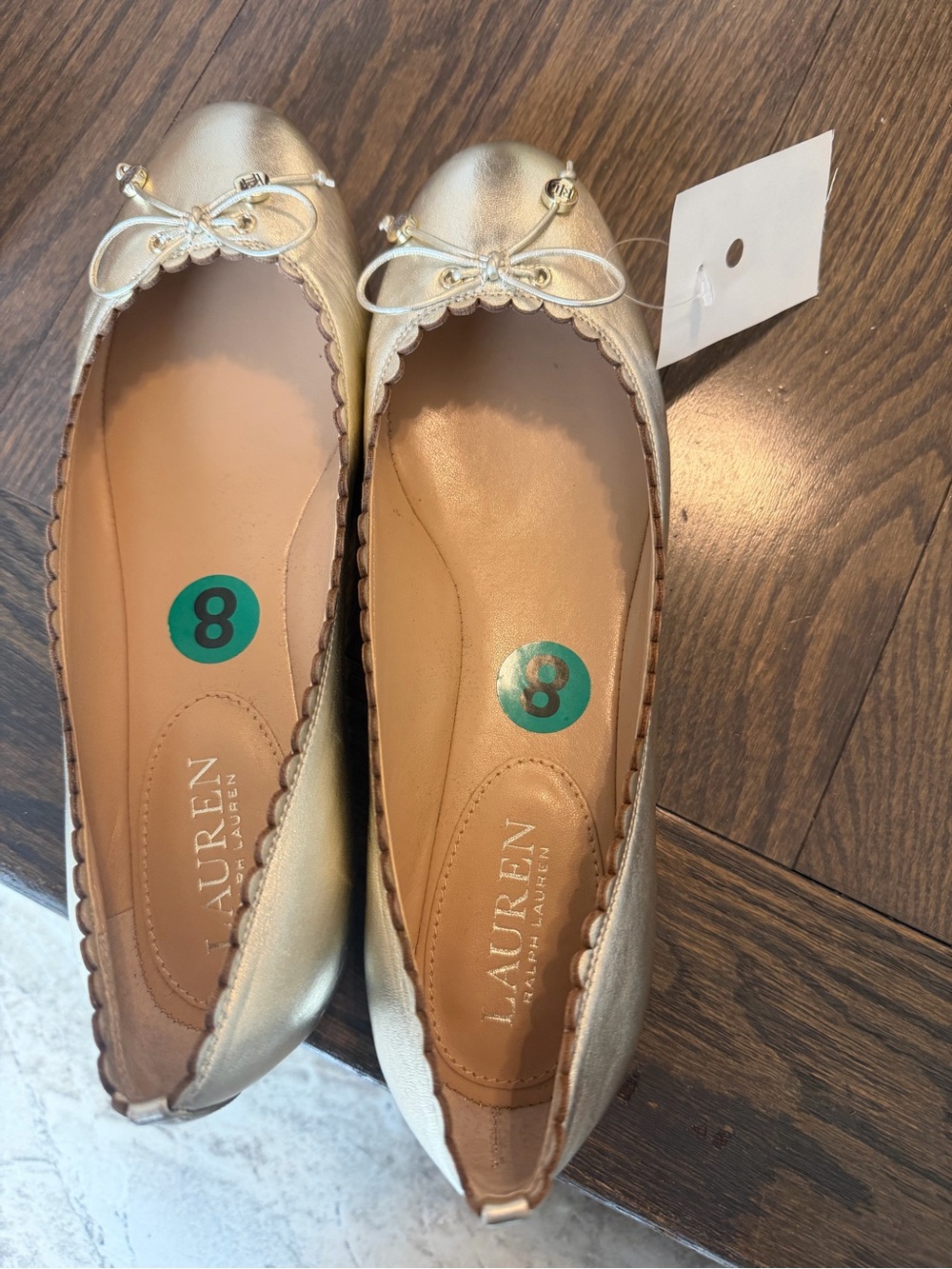 Lauren Ralph Lauren Metallic Gold Leather Ballet Flats